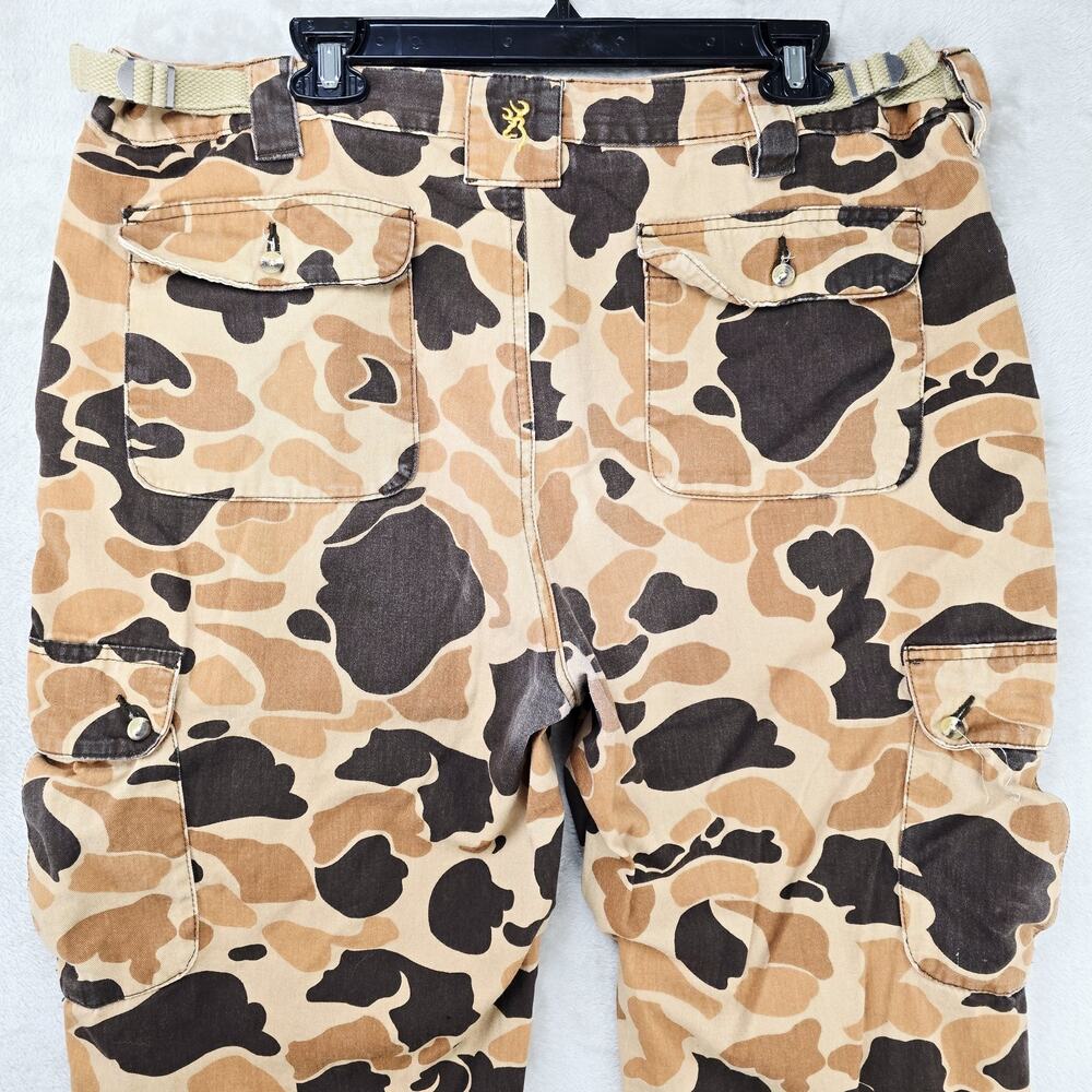 Browning Wasatch CB Hunting Pants Mens XL 38x30 Vintage Tan Camo Cargo Grunge - Picture 11 of 16